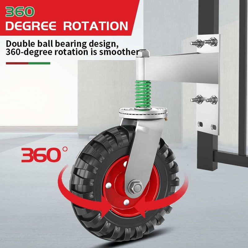 uscaster Gate Wheel 8inch Fence Gate Wheel for Metal Tube Gate 600lb Capacity 360 Degree Rotation Spring-Loaded Heavy Duty Gate Caster with Screws & Screwdriver - Image 2